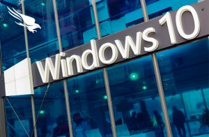 Windows 10 on office building