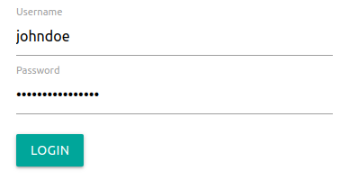 Web application login form with the fields username and password.