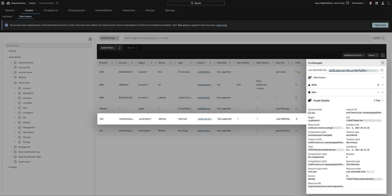 Figure 1. See detailed information on your OCI resources alongside resources from other cloud providers
