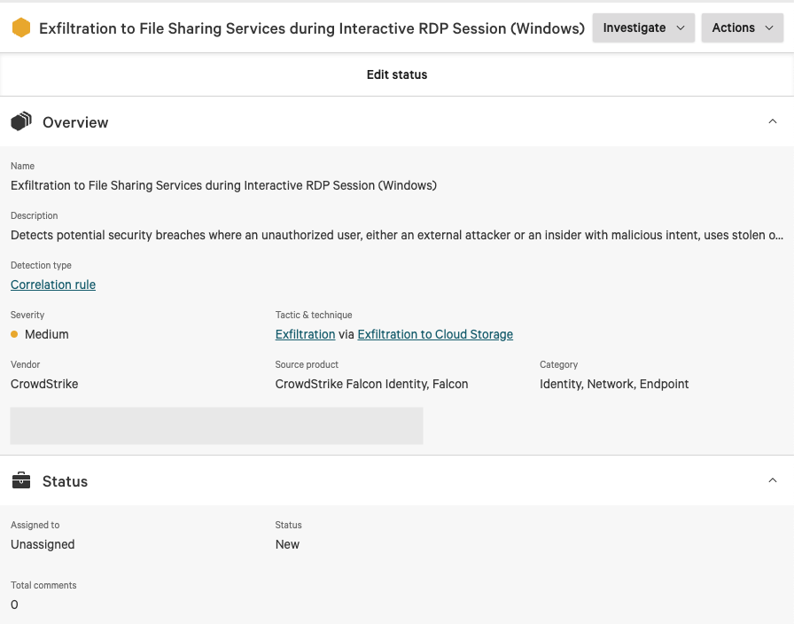 Figure 1. Falcon Next-Gen SIEM incident based on events coming from first-party sources