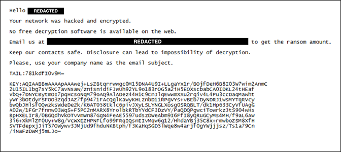 screenshot of BitPaymer ransom note