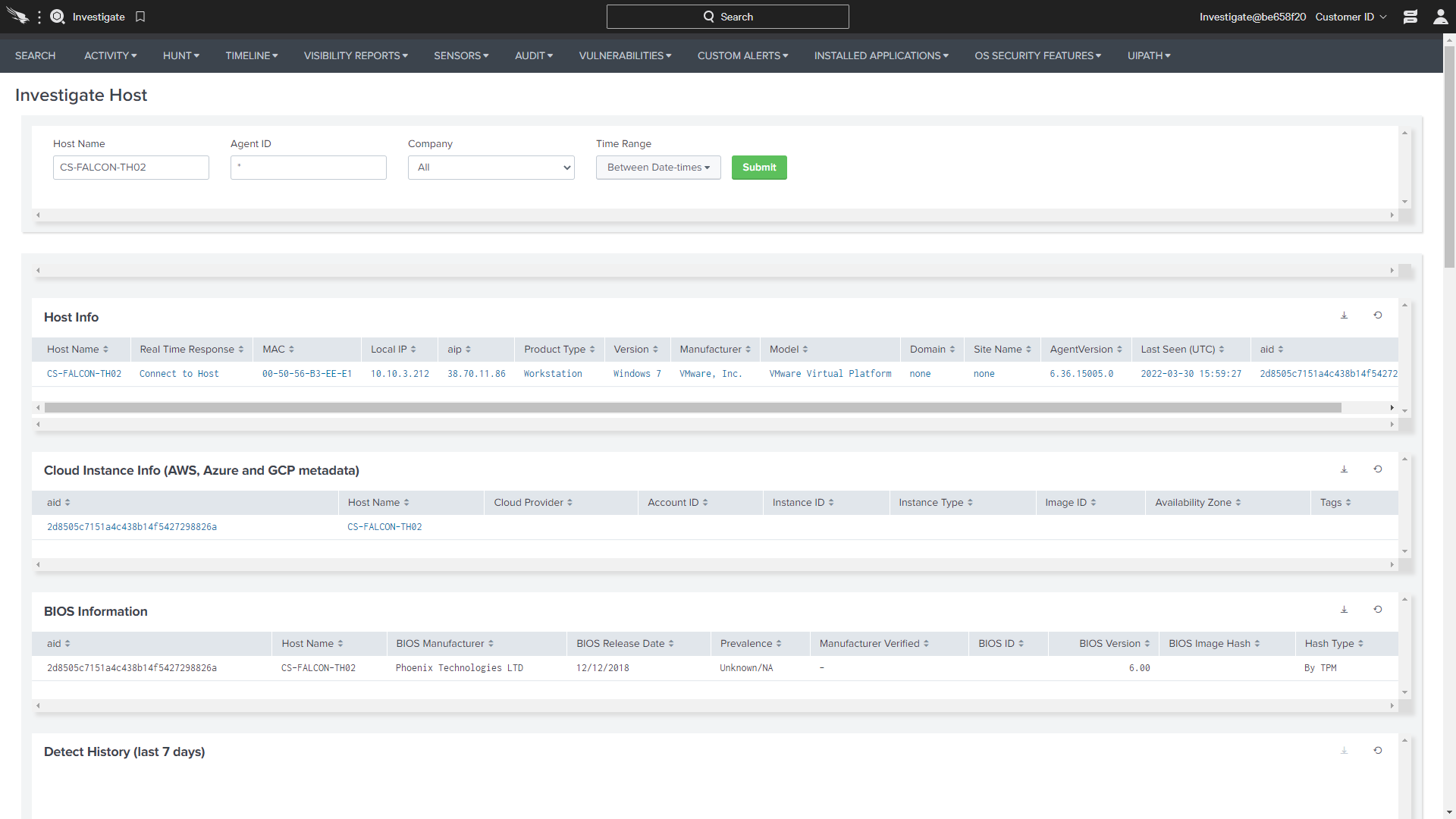 threat hunting host results