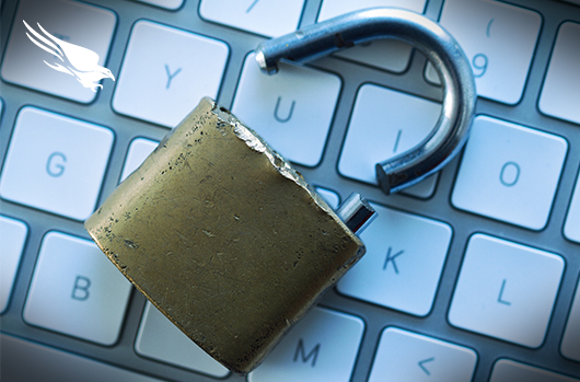 picture of keyboard with broken padlock on it