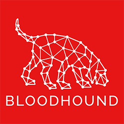 BloodHound logo white lines on red