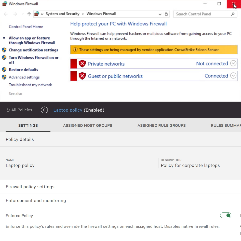 windows firewall policy settings