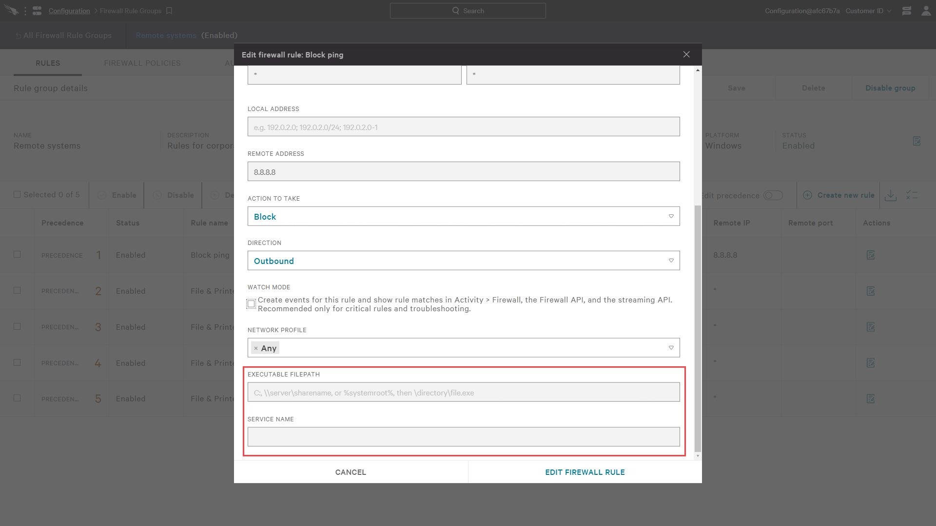 firewall new rule source