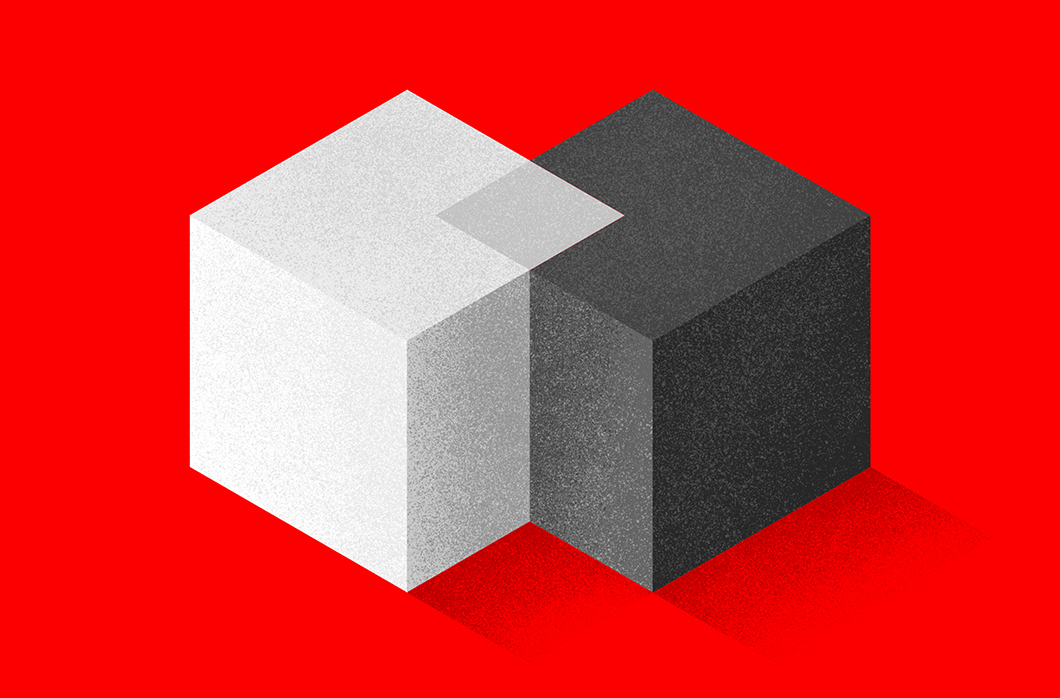 illustration of a white square and a black square overlapping