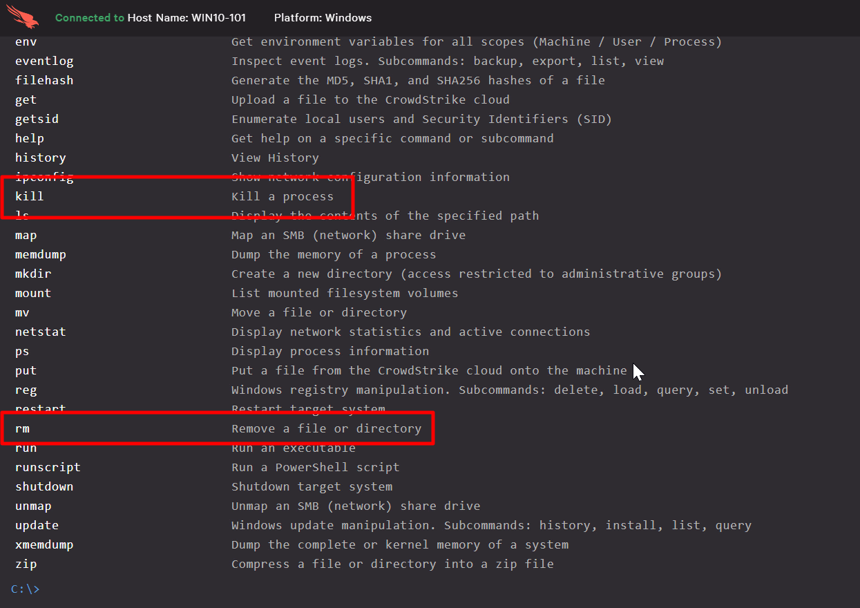 RTR Command List