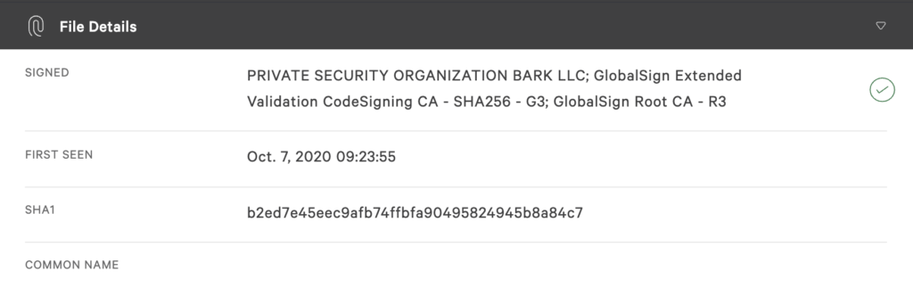 SolarMarker related certificate details