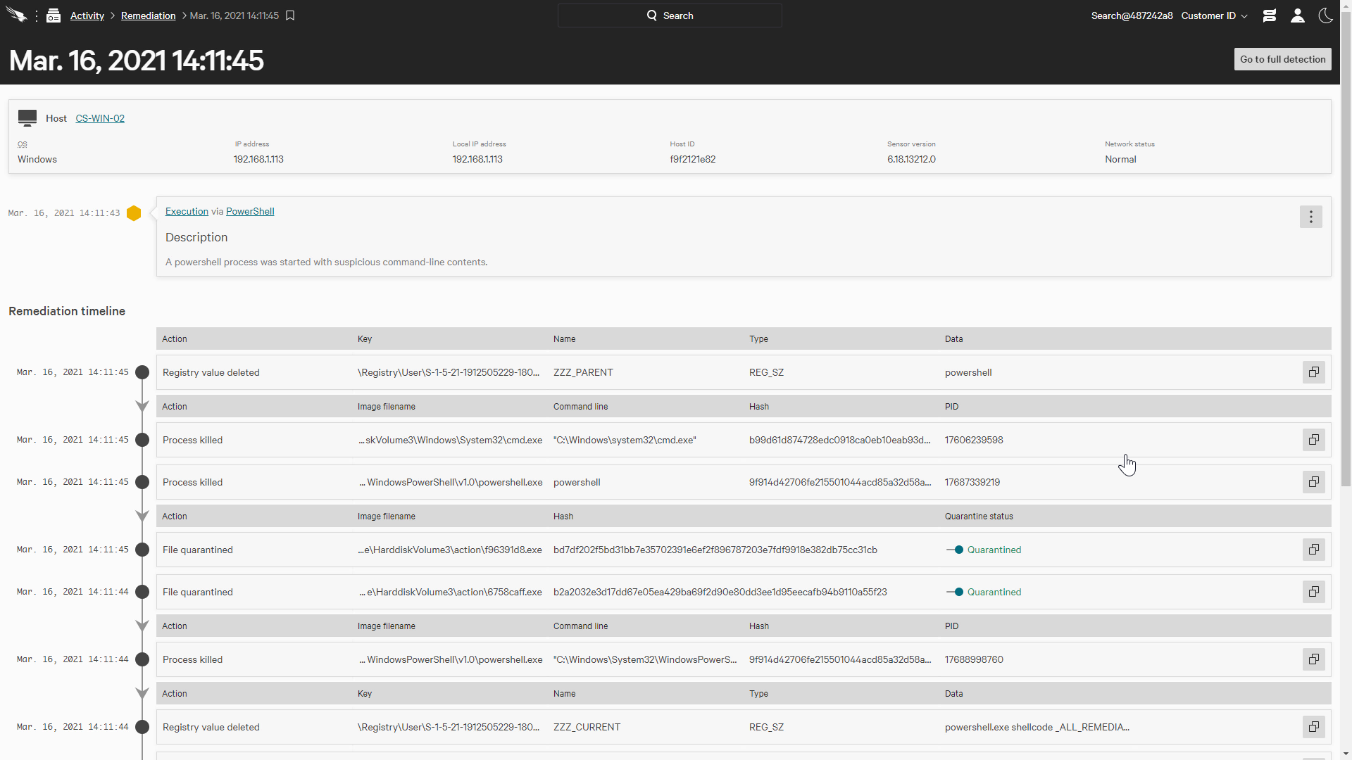 Automated Remediation Timeline