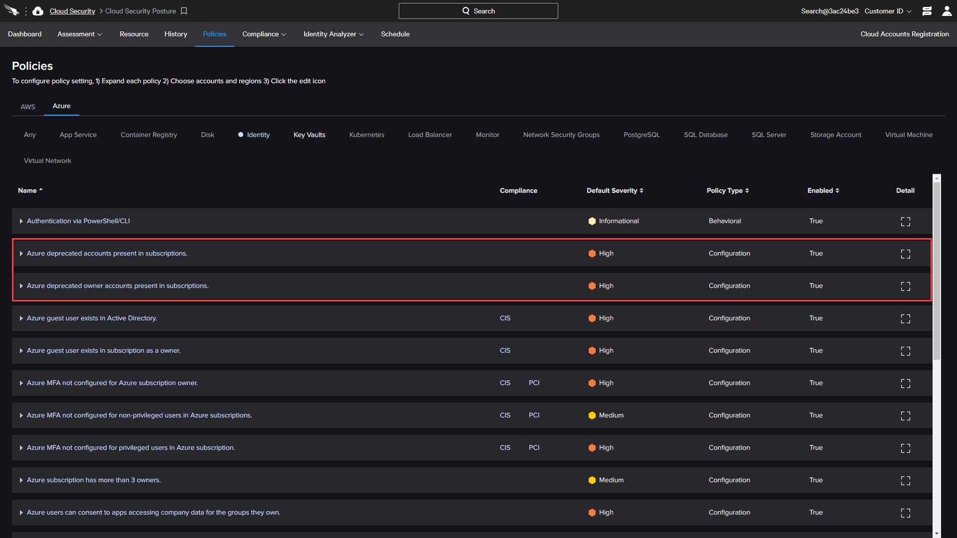 CSPM Azure Identity Deprecated Accounts