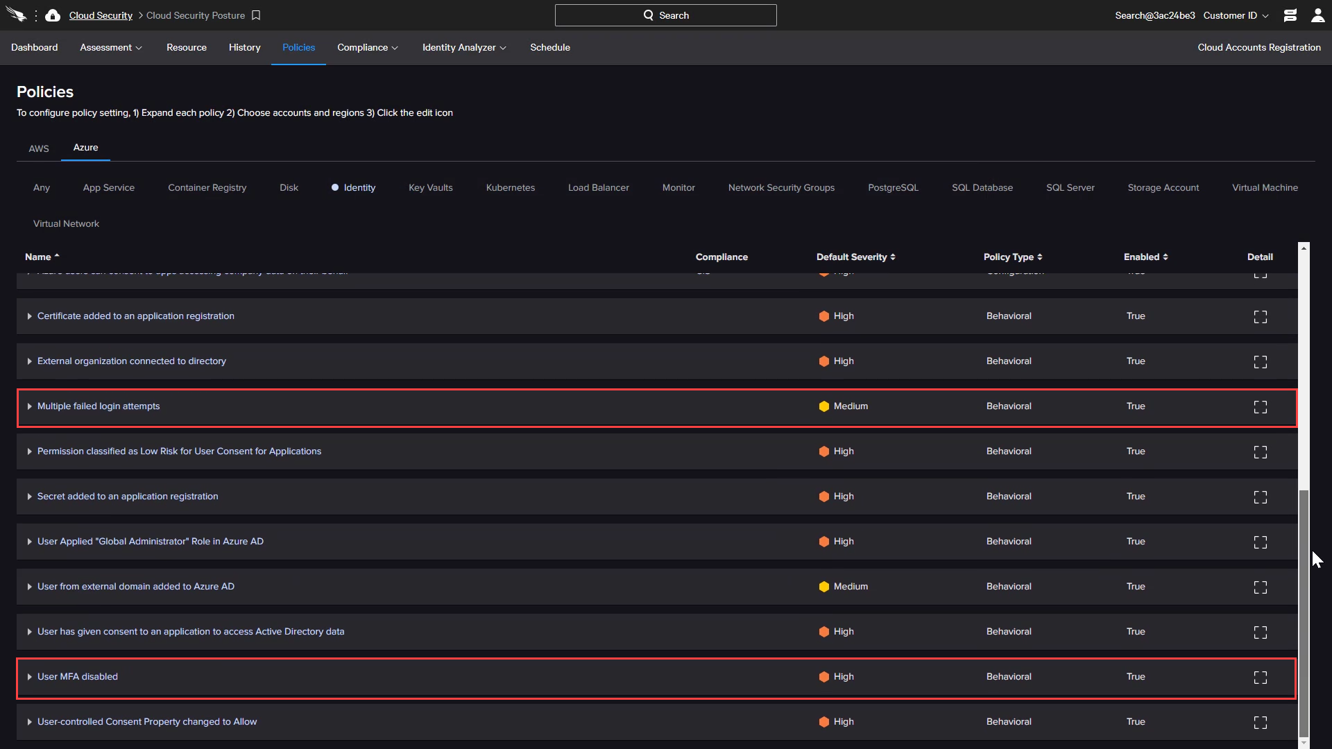 CSPM Azure Identity MFA Behaviors