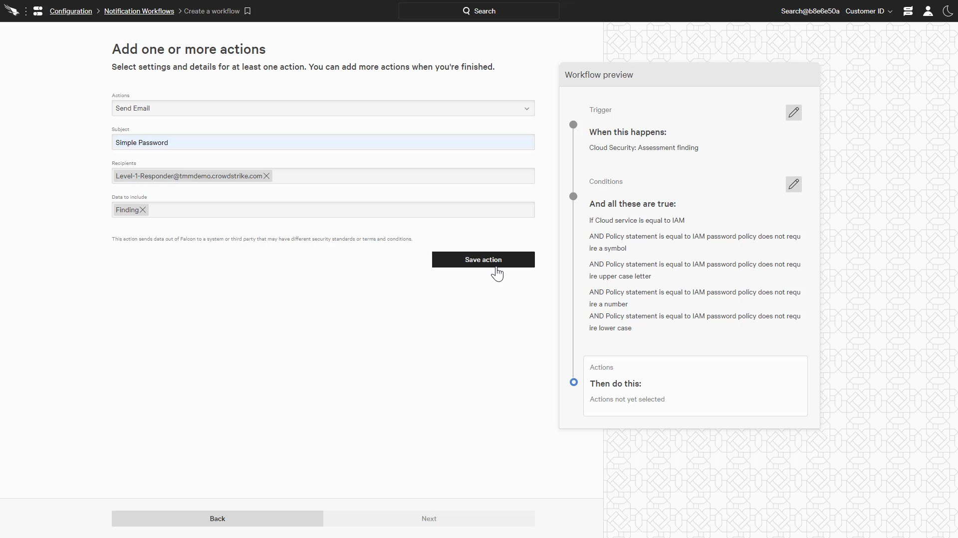 cspm workflow action