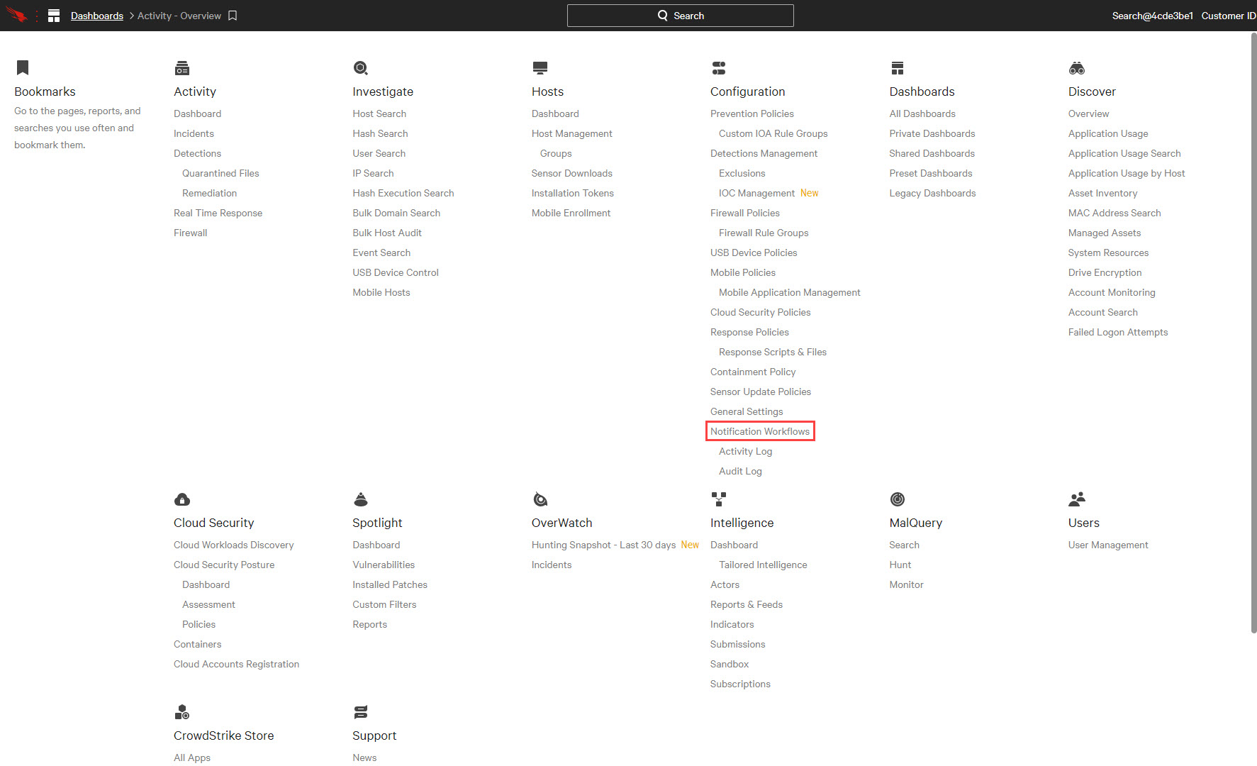 cspm workflow menu