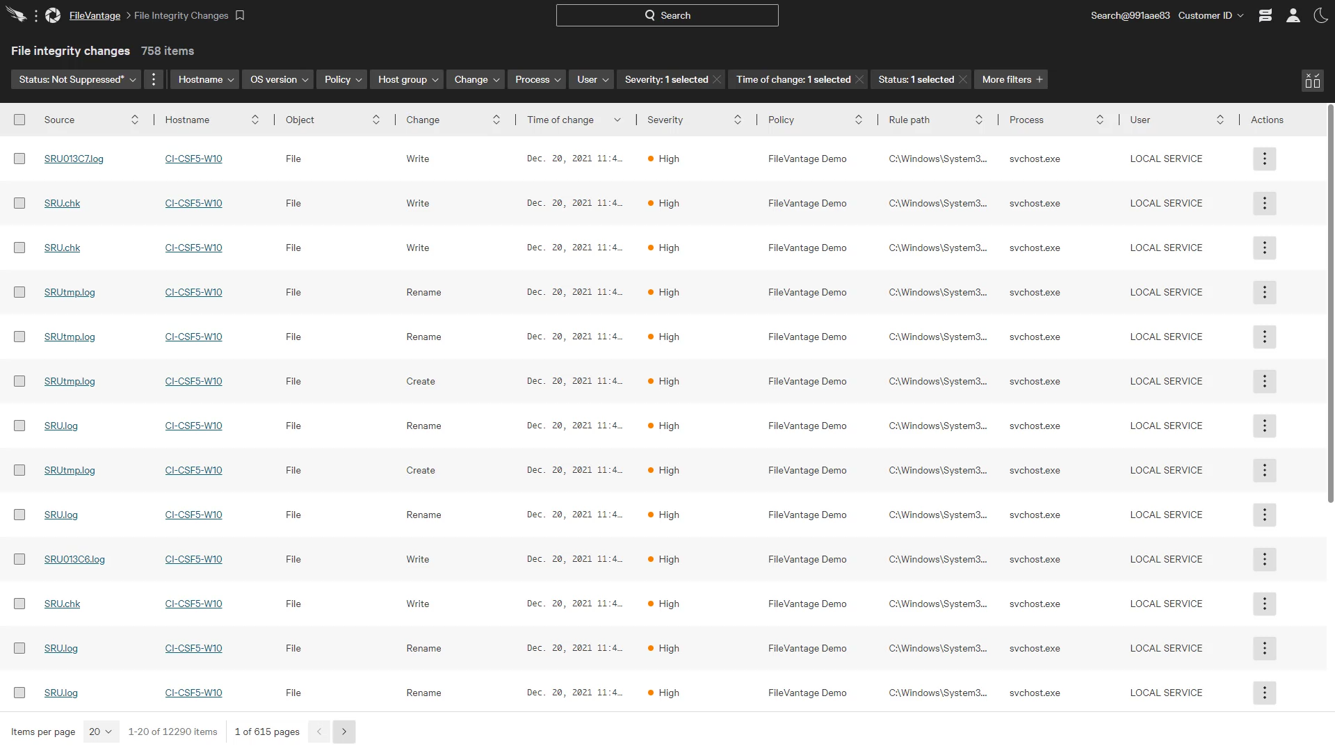 filevantage changes