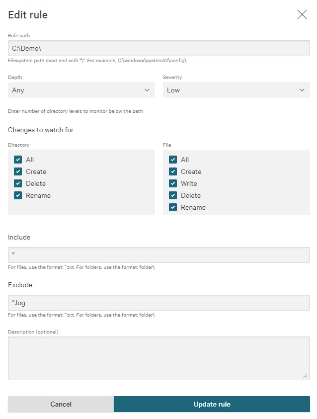 filevantage rule options