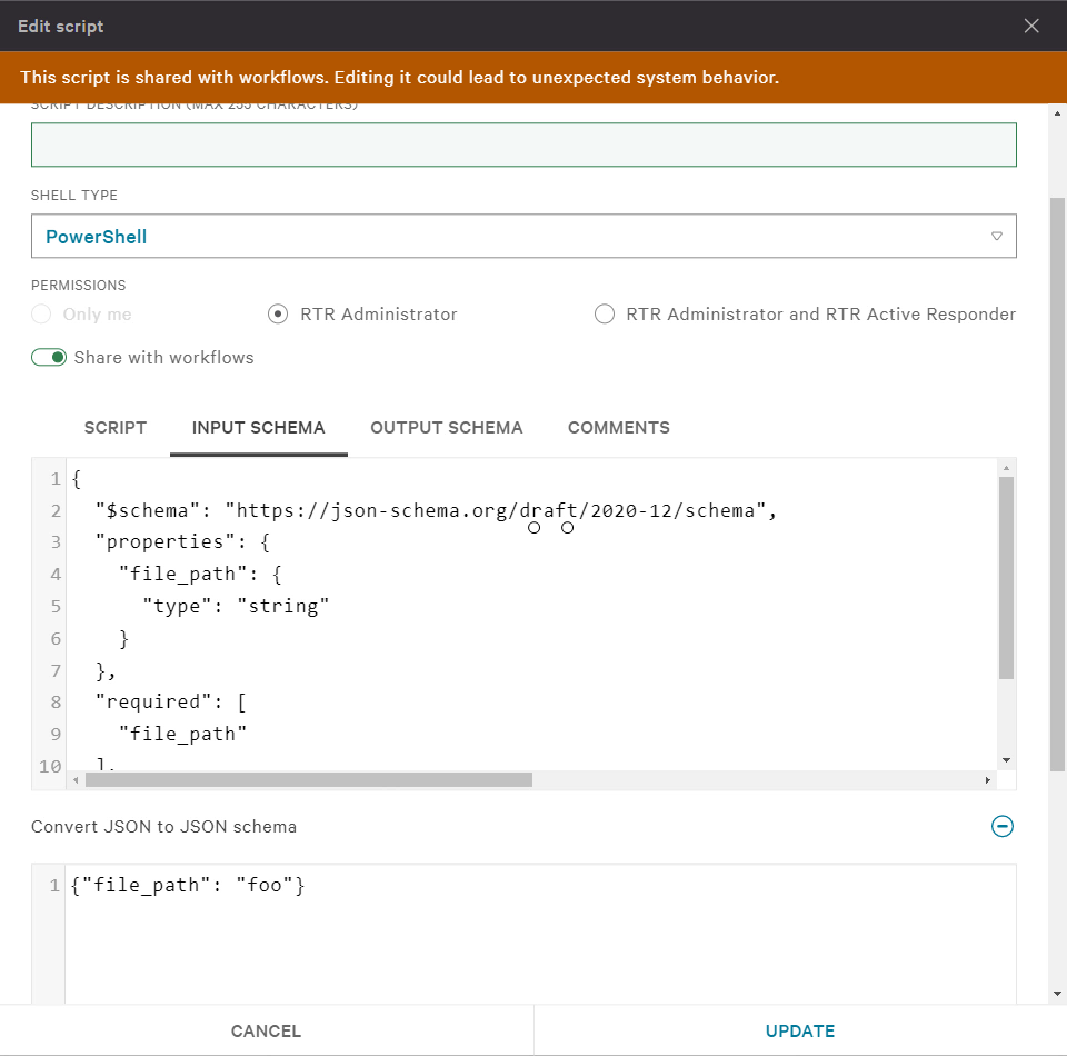 Convert json to json schema