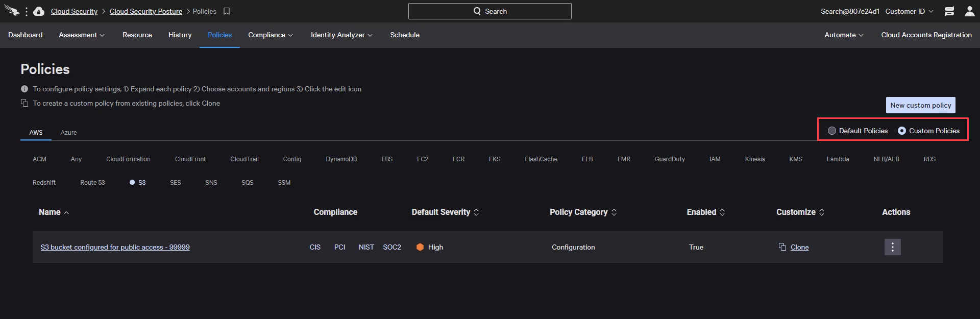 cspm custom policies button