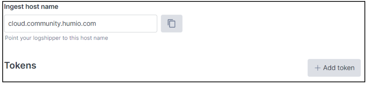 Ingest hostname token