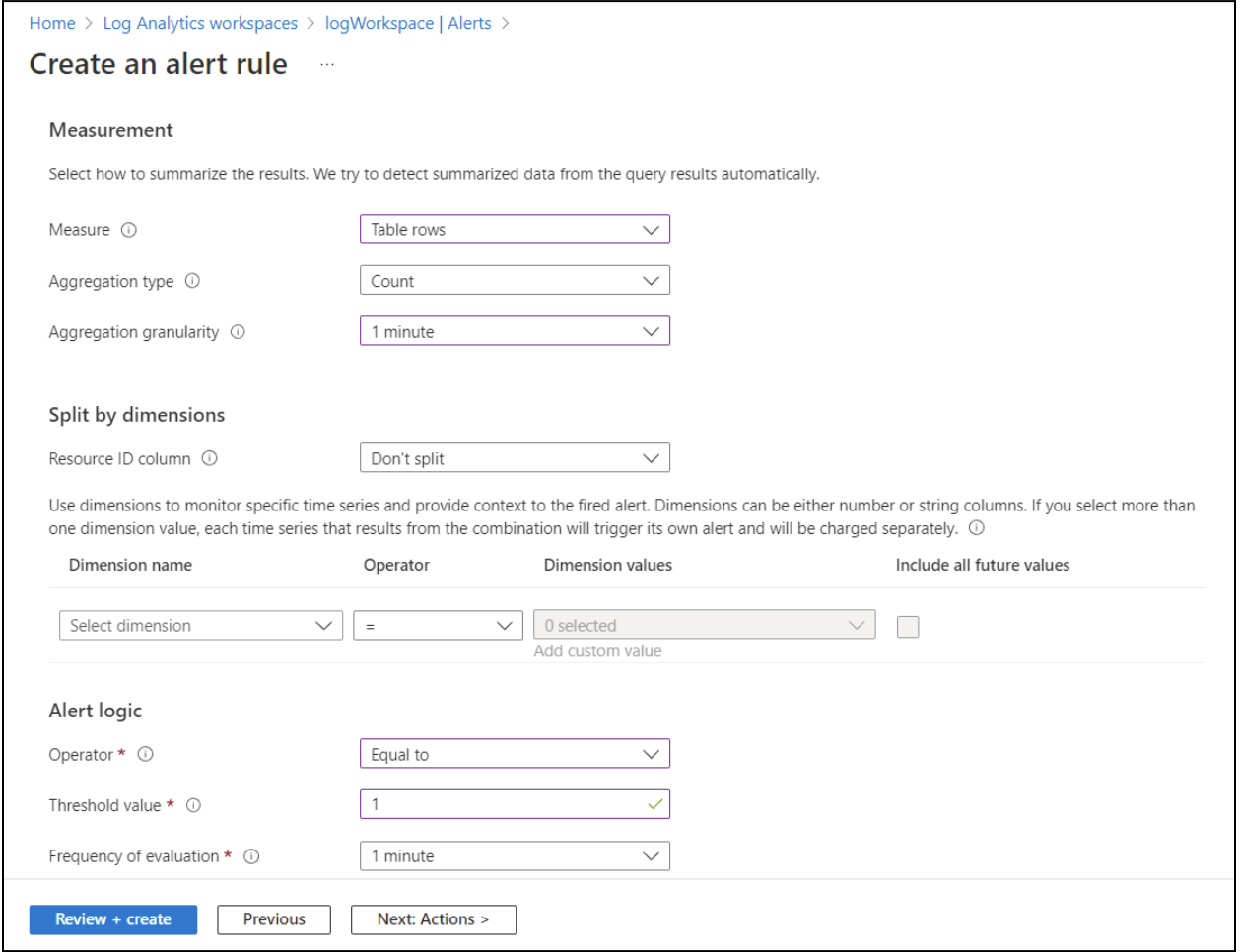 Creating an alert rule