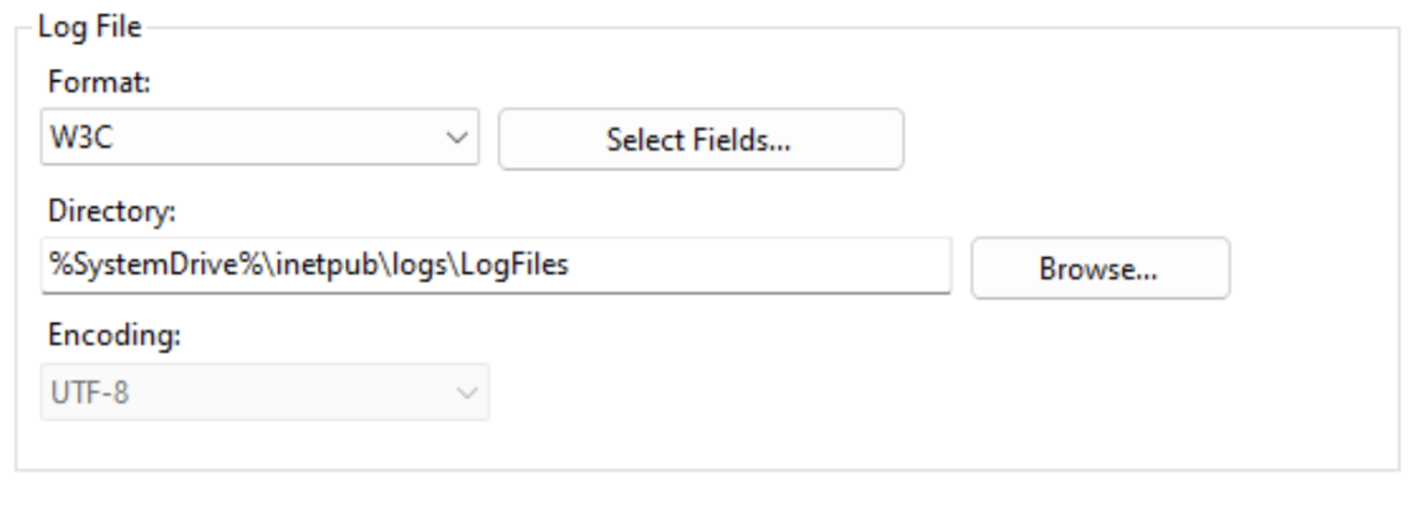 IIS log file settings