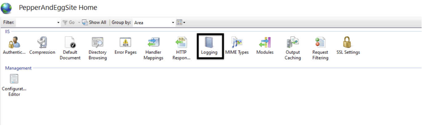 Logging icon on iis manager