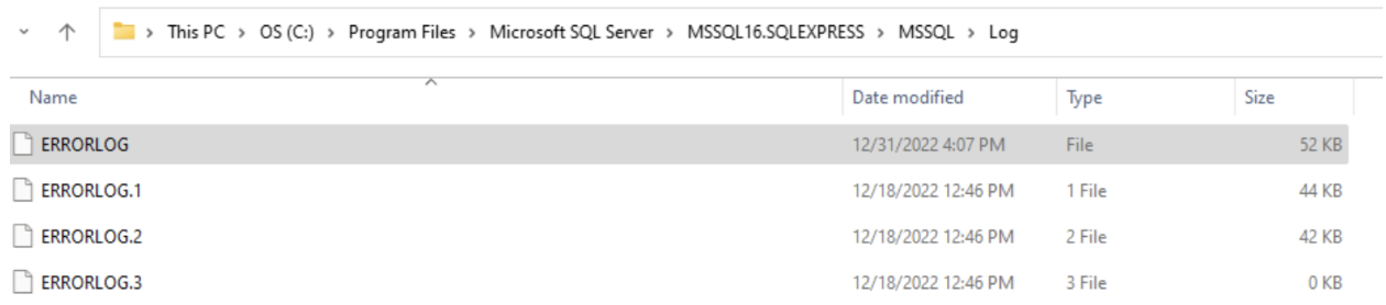 SQL Server Error Log Location