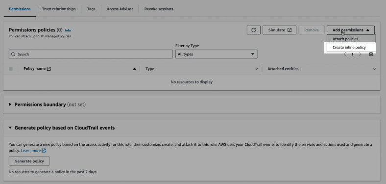 Create inline policy