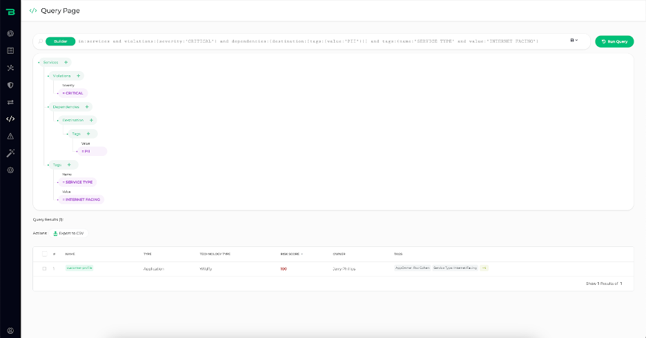 Figure 1. With its powerful ASPM capabilities, CrowdStrike Falcon® Cloud Security shows a list of all internet-facing microservices that access personally identifiable information (PII) data and contain critical vulnerabilities