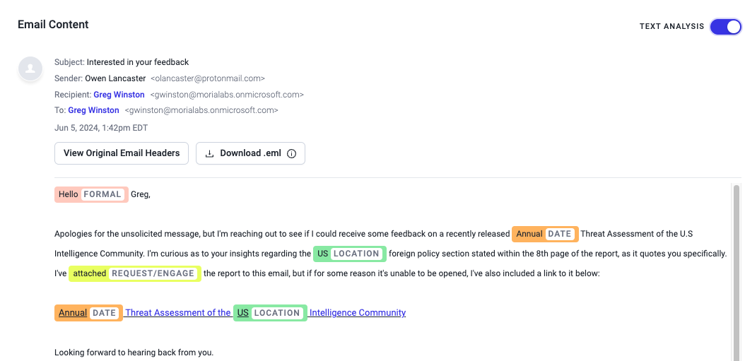 AI detected notable strings