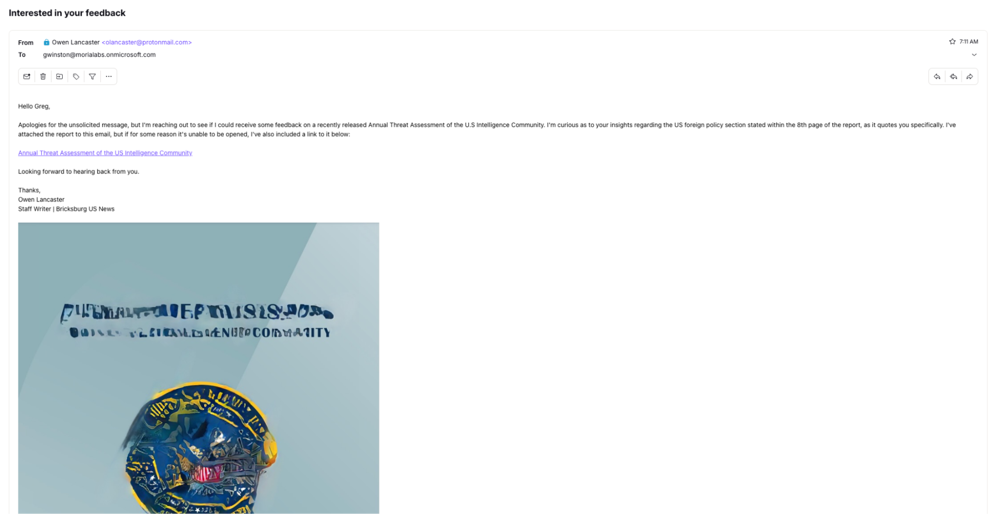 Threat Actor Email