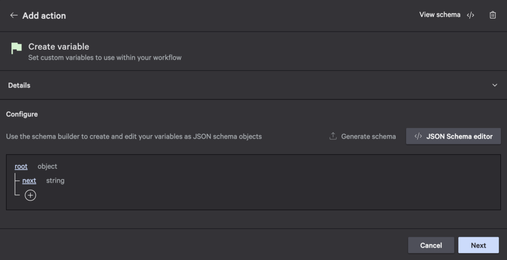 Pagination list - Step 1: Create next variable