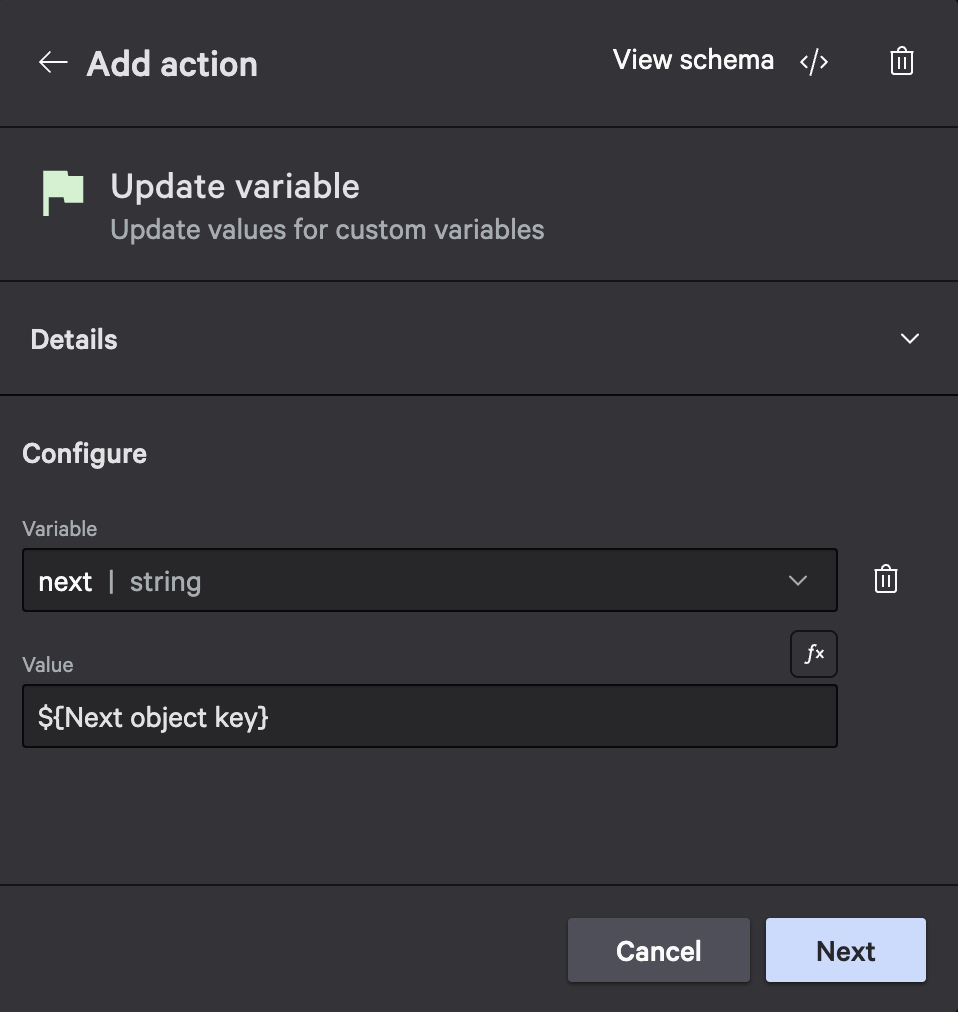 Pagination list - Step 3: Update variable