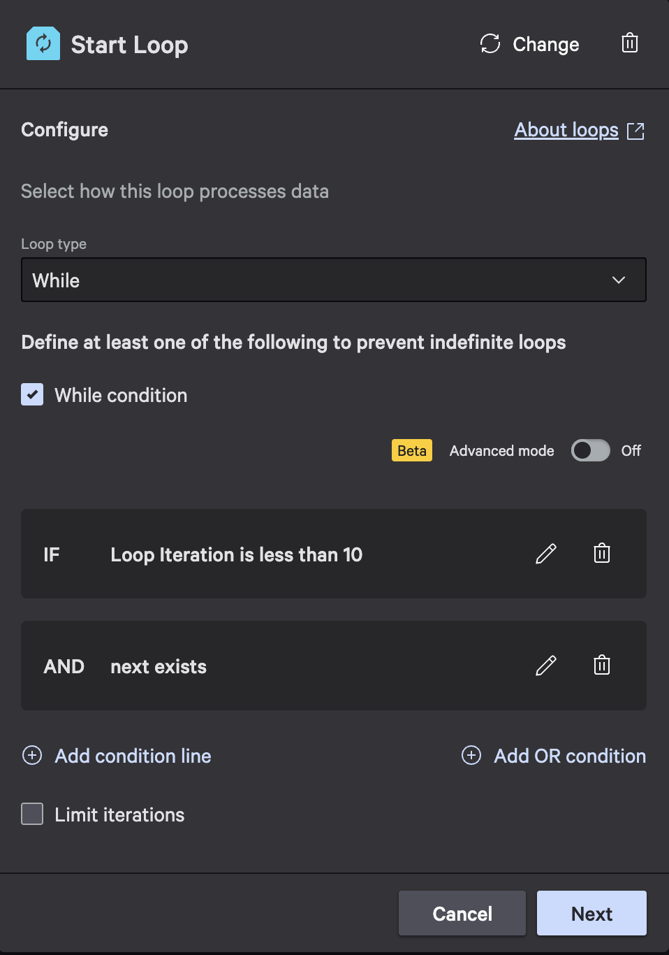 Pagination list - Step 4: Start loop