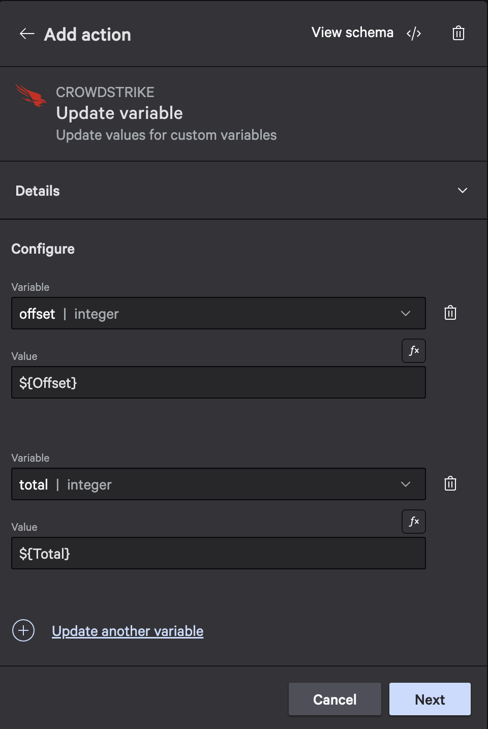 Pagination search - Step 3: Update variable