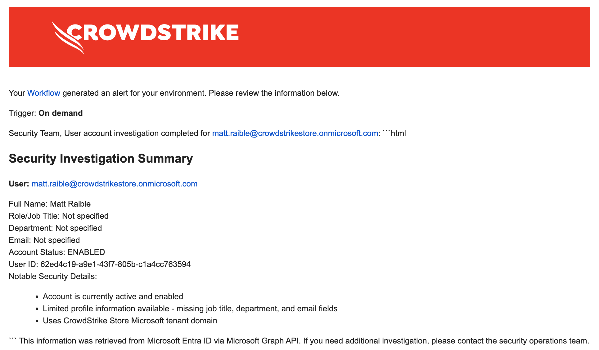 Email formatted as HTML