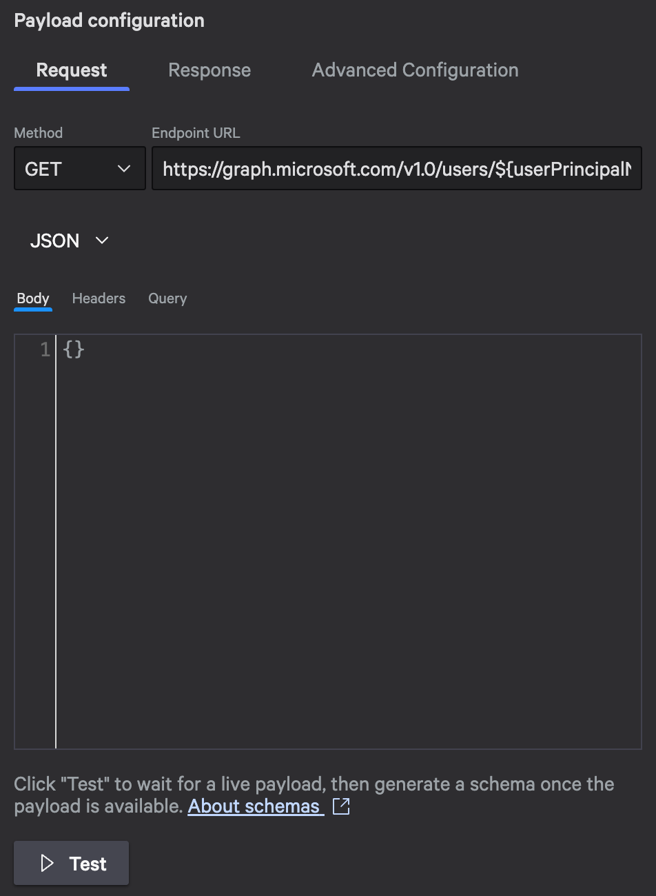 HTTP request configuration with variable injection