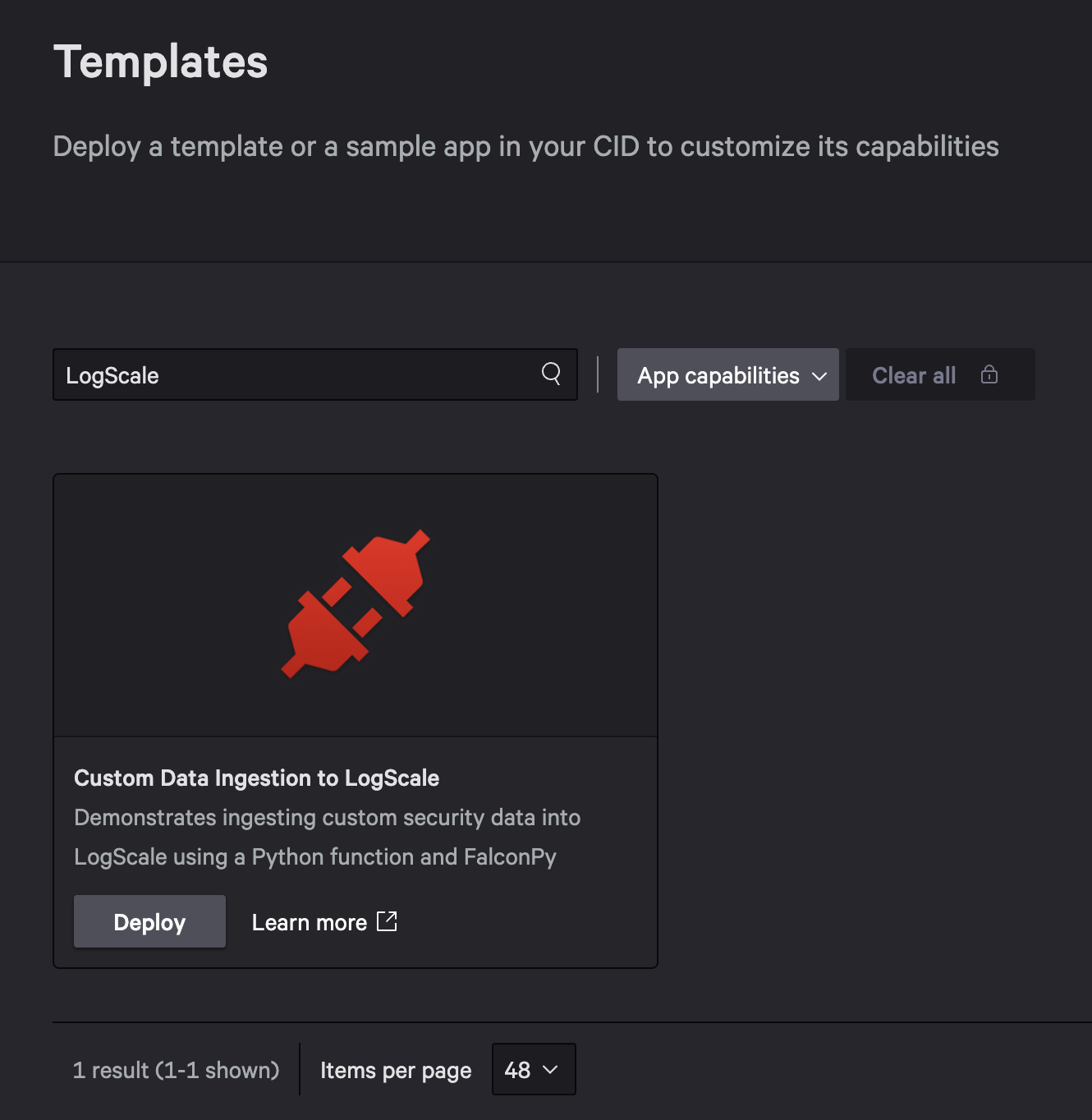 Custom data ingestion to LogScale template in Falcon console