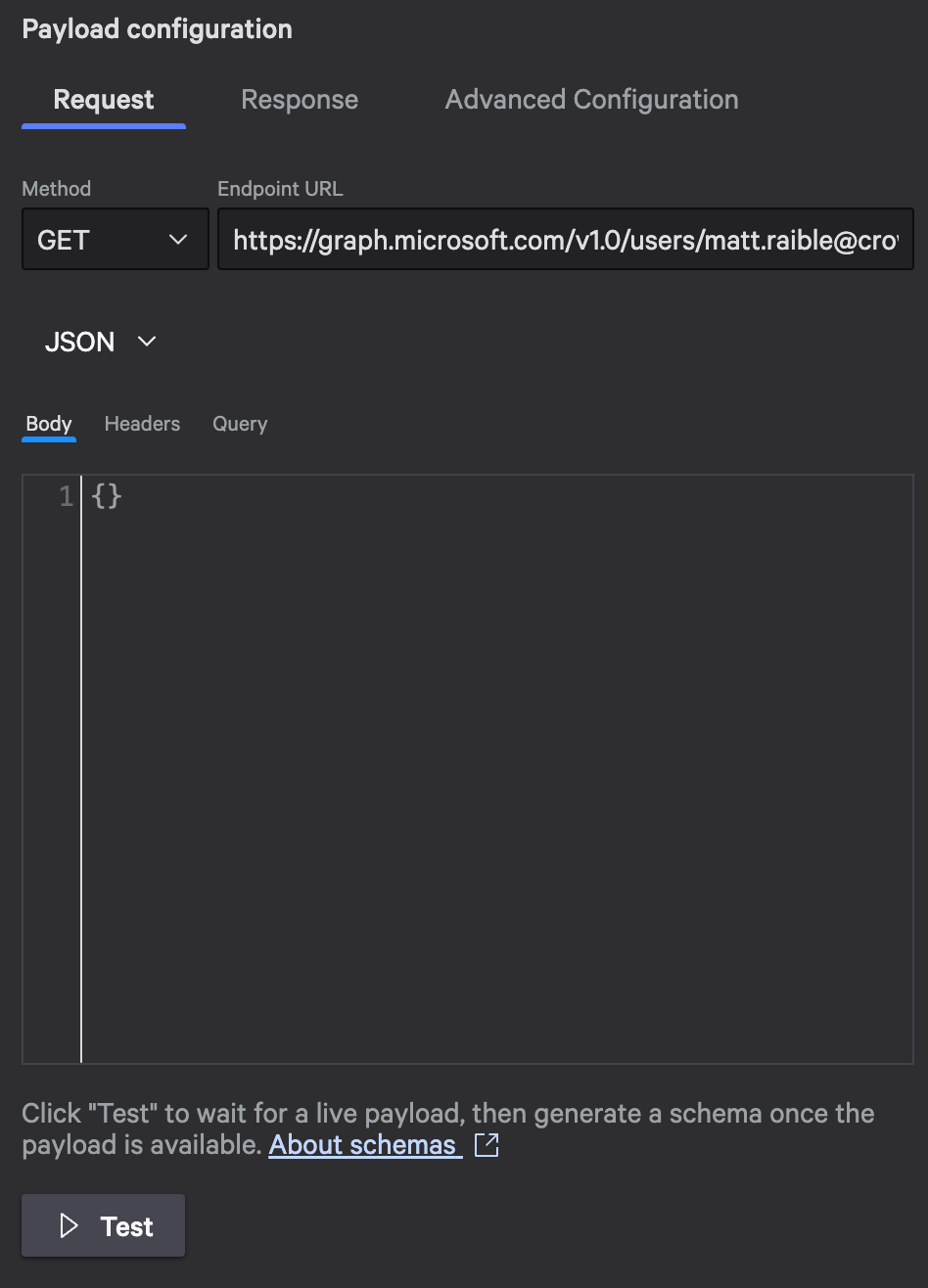 Test HTTP action button